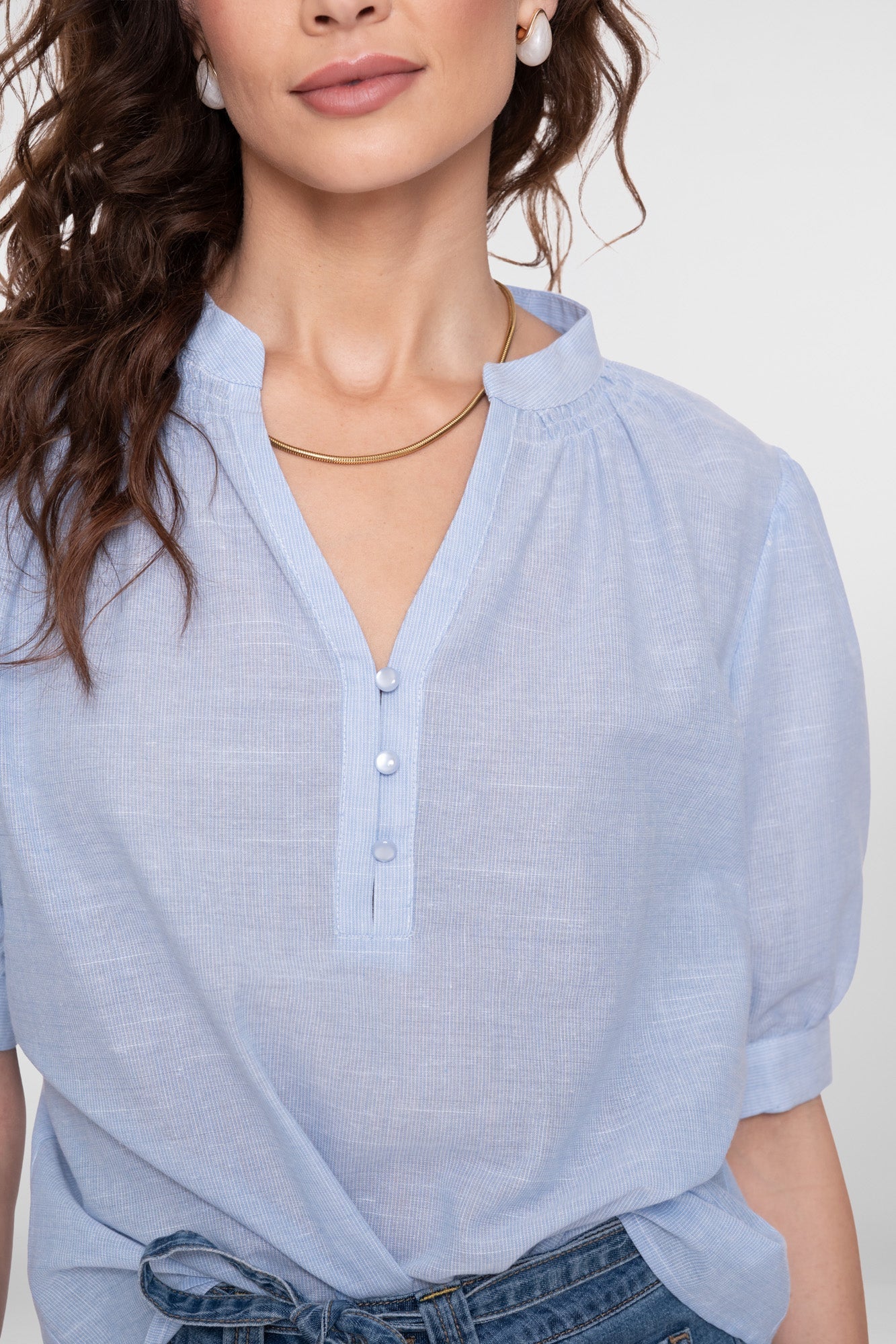 GEISHA Top linnen look met subtiele pofmouw 63055-14