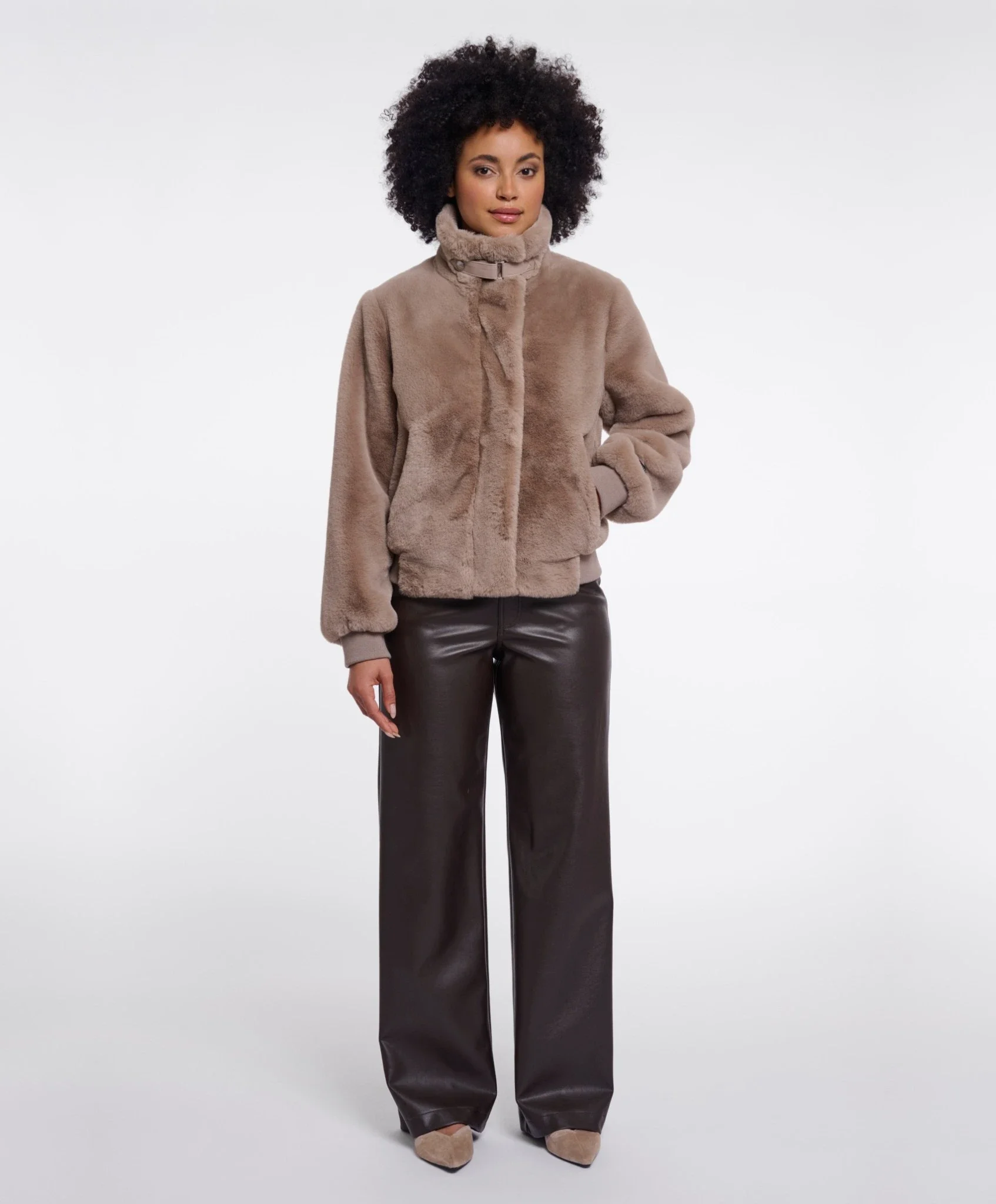 RINO & PELLE Ambra.7002611 Short faux fur jacket- mocha latte