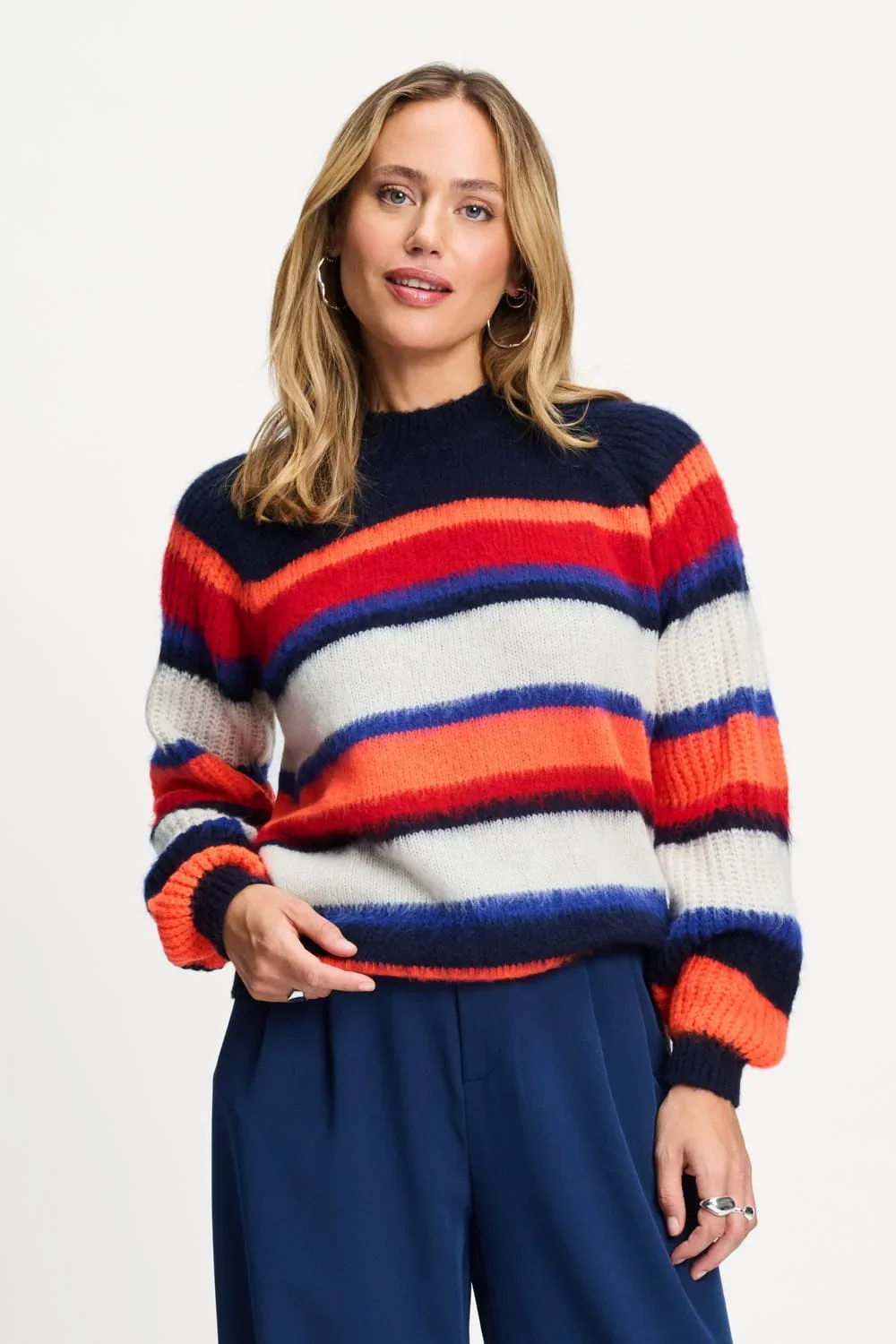 POM SP9816 PULLOVER - Faye striped blue