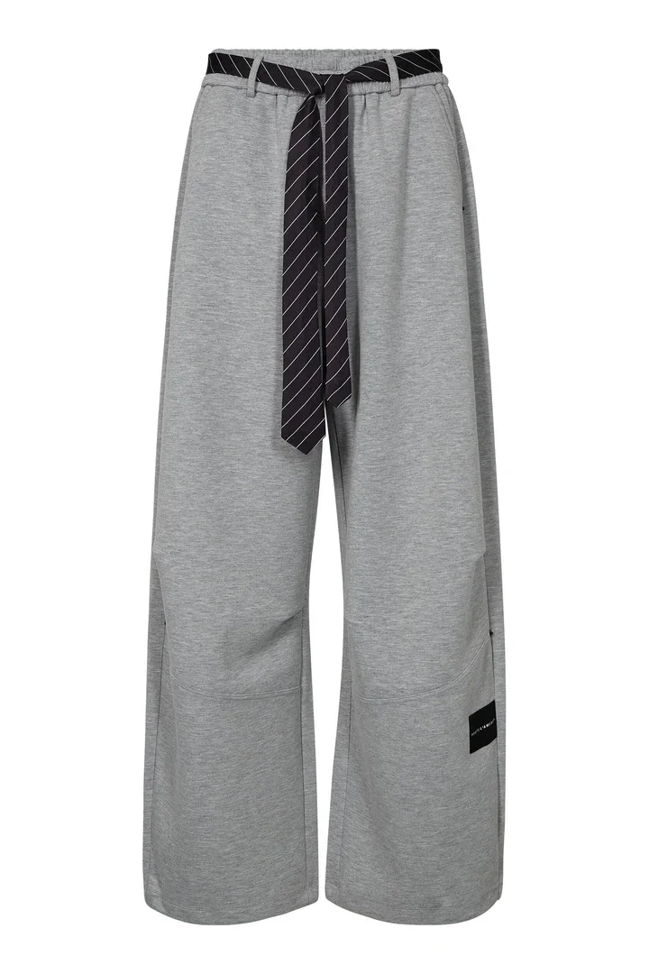 HAUTE L'AMITIE HL11000 Maxi Split Tie Tall Pant- GreyMelange