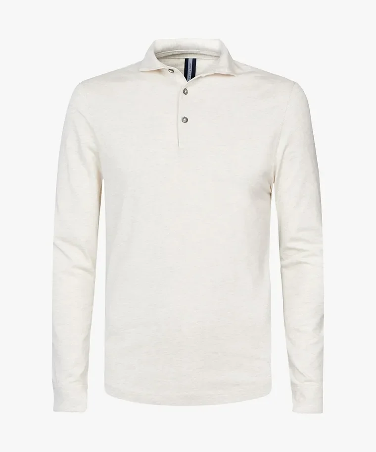 PROFUOMO PP2J00001C Single Jersey POLO LONGSLEEVE-Beige Melange