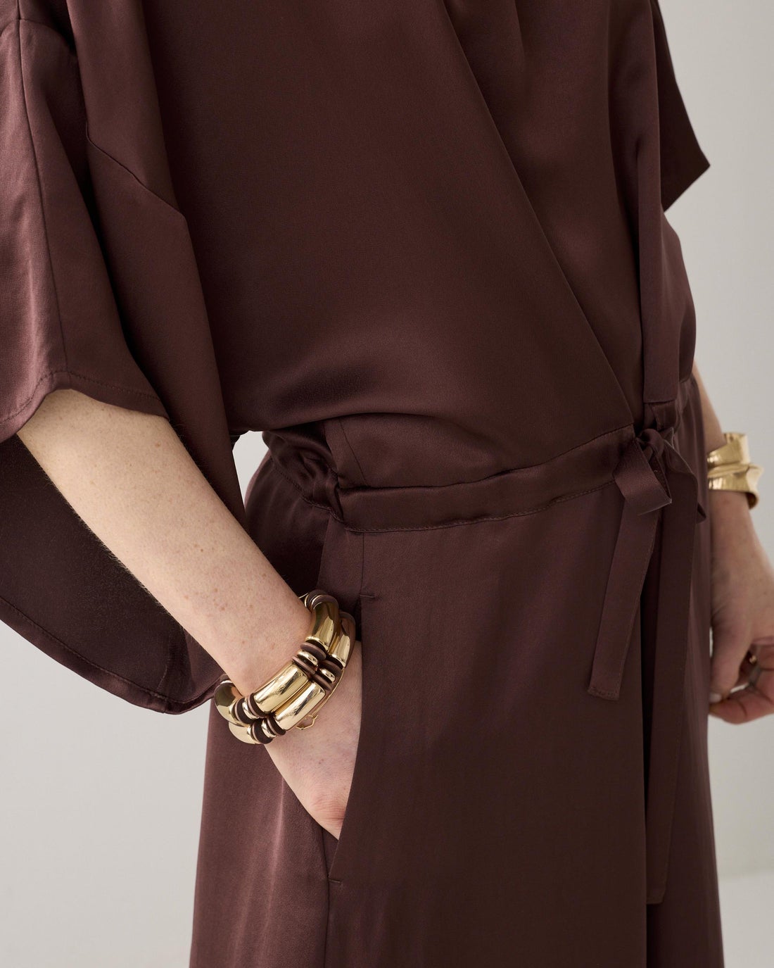 SUMMUM 5s1651-12084 Midi-jurk silky kwaliteit-Coffee