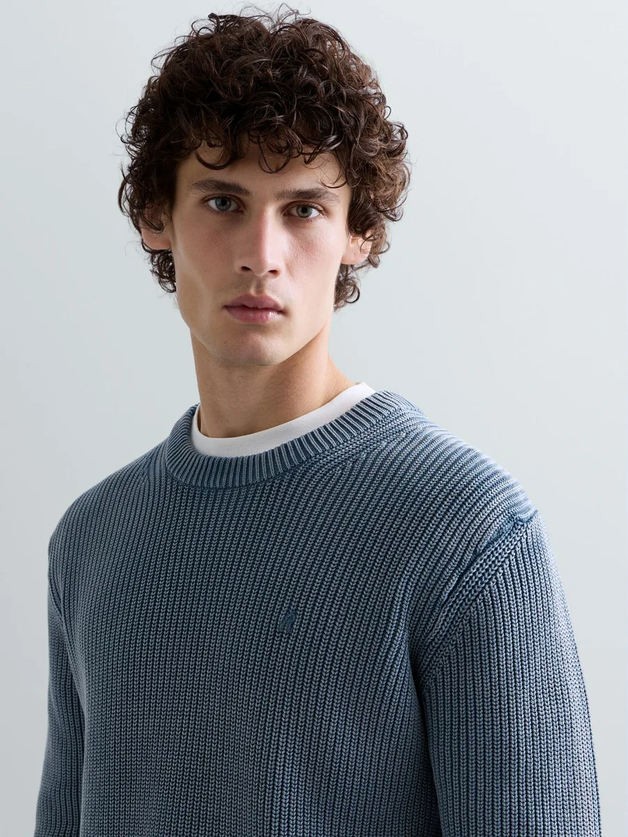 REPLAY UK00AS.000.7246IG rib knit cotton pullover-china blue