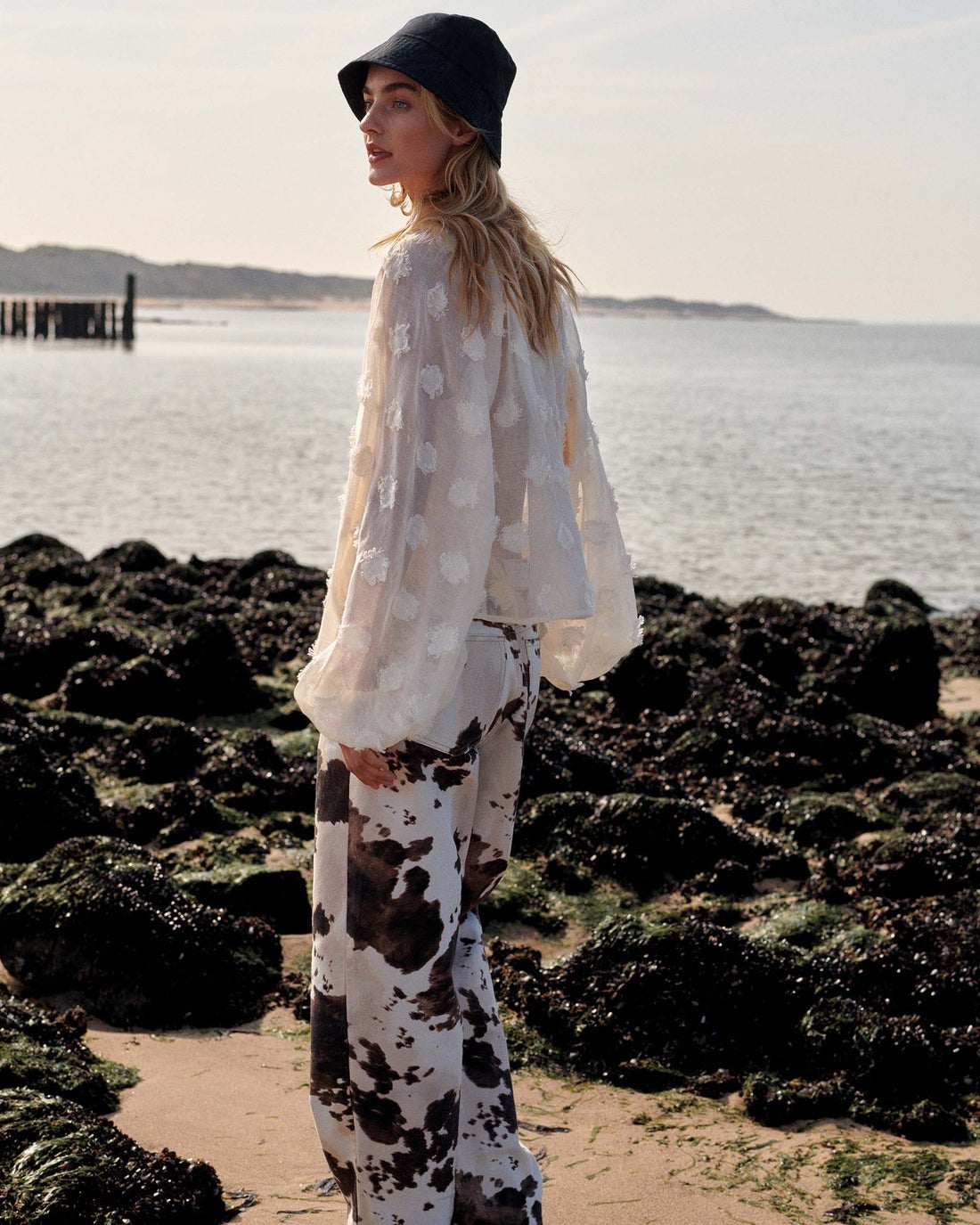 SUMMUM 4s2956-12435 Baggy rechte broek cowprint