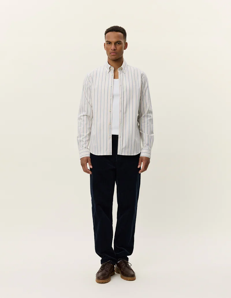 LES DEUX  SHIRT 1000437 Konrad Stripe Oxford Shirt