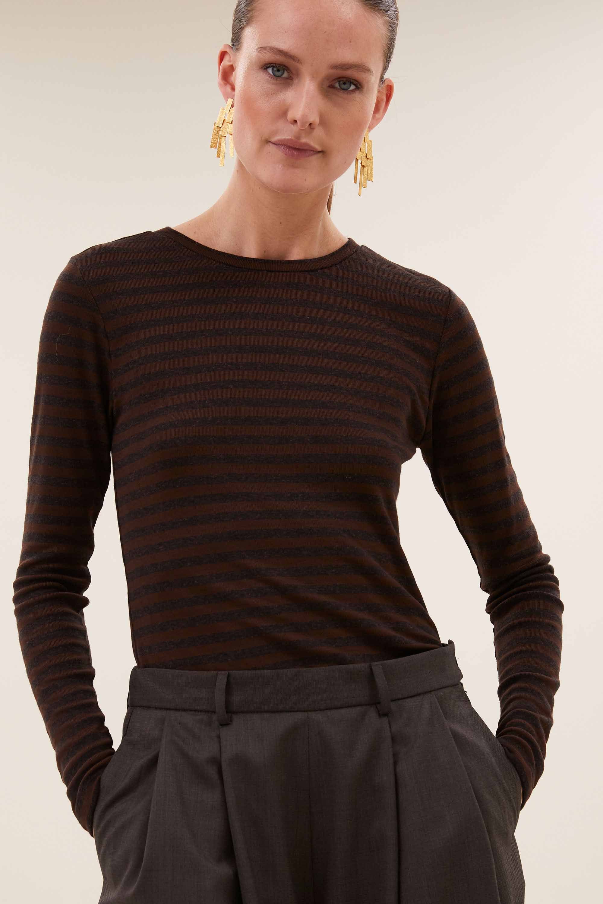 BY-BAR 26411102 BASIC LS MELANGE STRIPE TOP