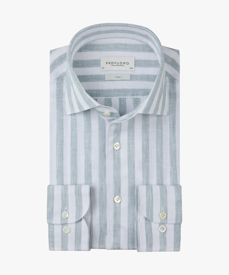 PROFUOMO PPXH10019C Linnen SHIRT ONE PIECE SF-Blue
