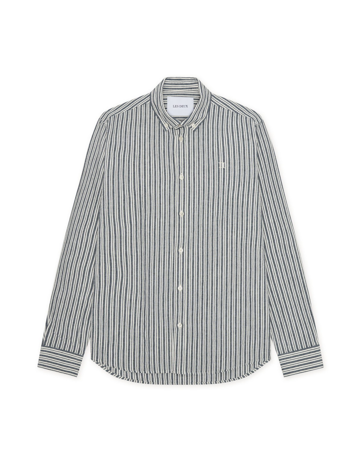 LES DEUX Stripe Coton-Linen Shirt 1001859 - Dark Blue Denim