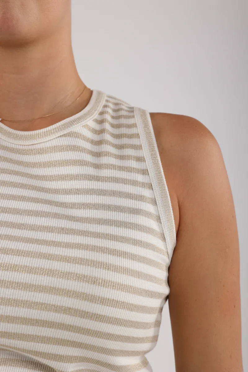 NUKUS NKS06004 Stefania Singlet Stripes OffW/Gold