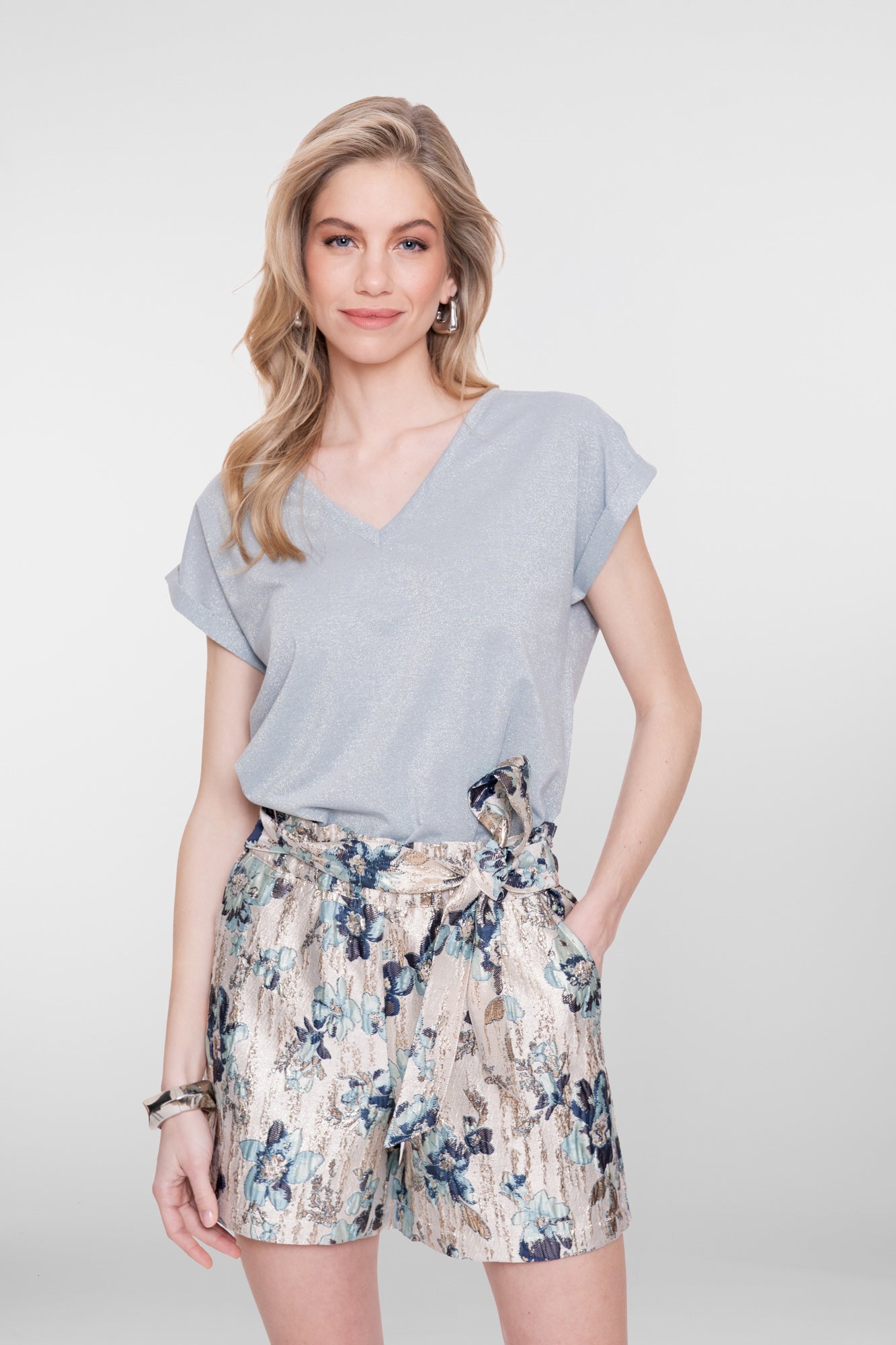 GEISHA 62351-24 T-shirt Lurex V-neck