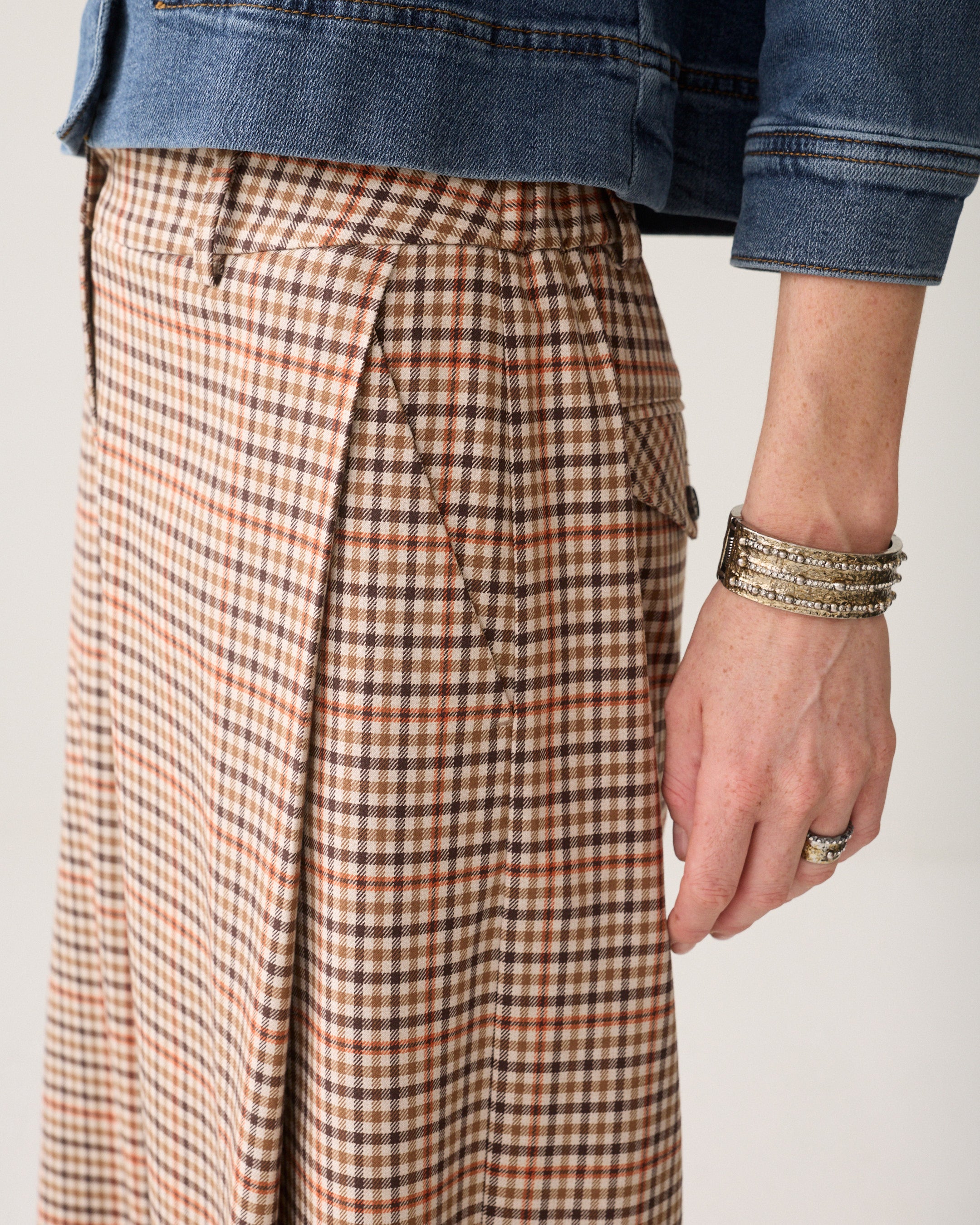 SUMMUM Wijde broek met ruitprint 4s3042-12496