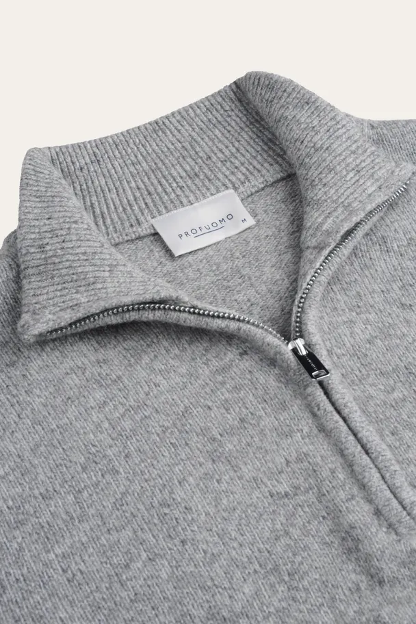 PROFUOMO PPXJ30047C Grijze two-tone pullover half zip