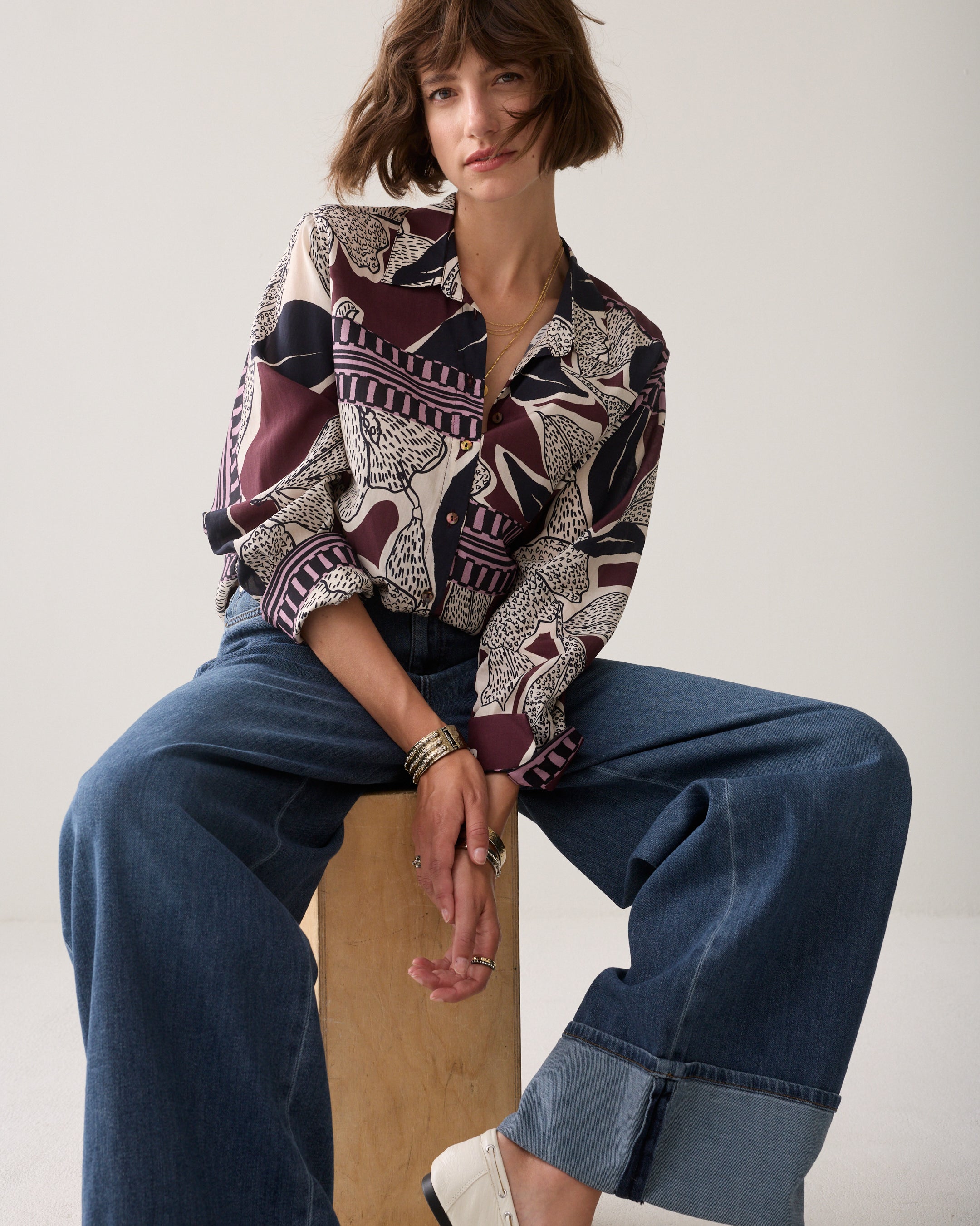 SUMMUM Blouse met sjaalprint 2s3561-12487