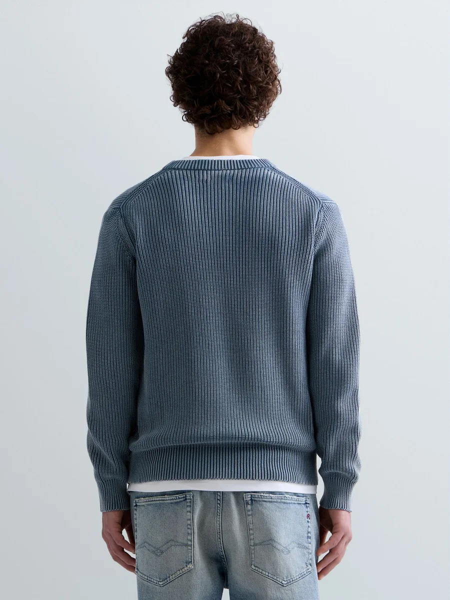 REPLAY UK00AS.000.7246IG rib knit cotton pullover-china blue