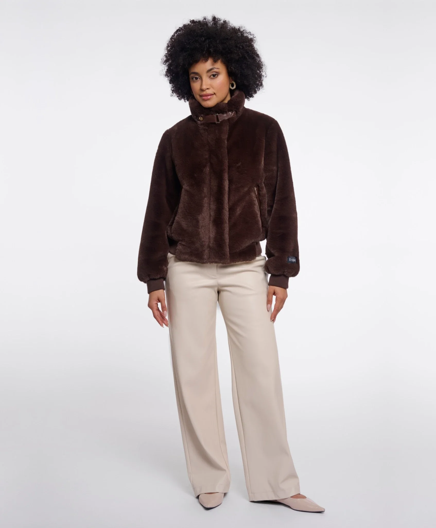 RINO & PELLE Ambra.7002611  Short faux fur jacket- coffee roast