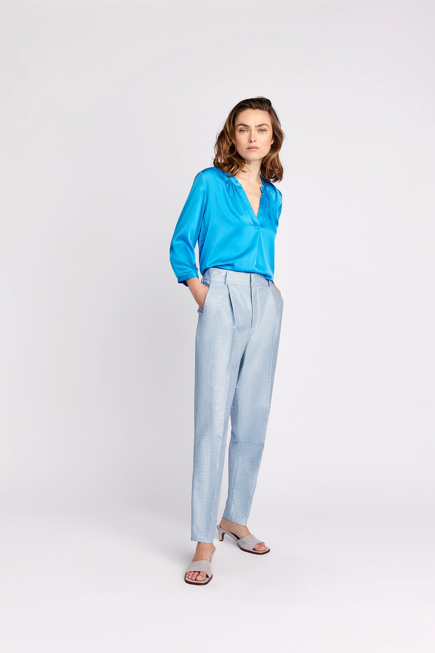 FEMMES DU SUD Broek ARMINE LUREX Azur