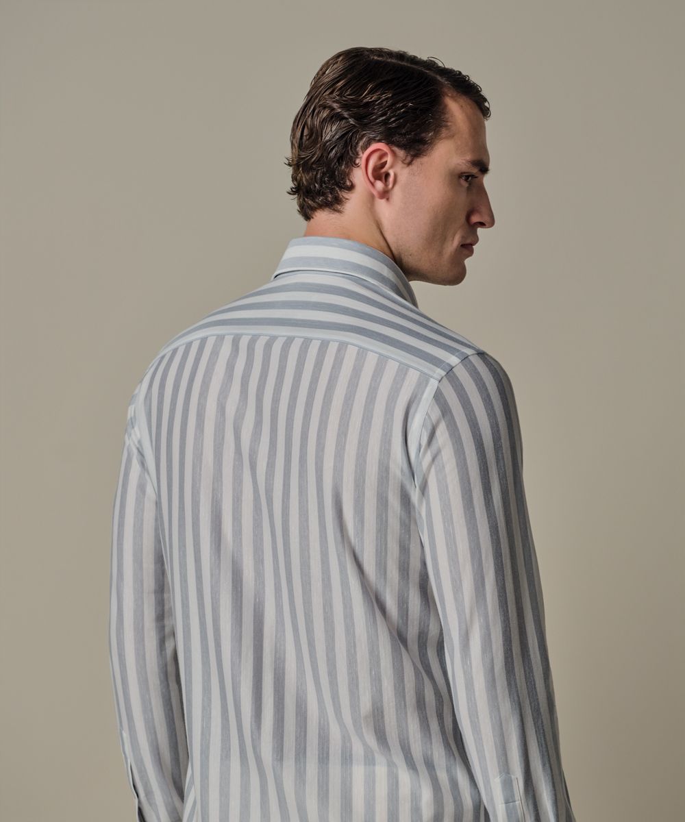 PROFUOMO PPXH10035B Blauw Japanese knitted overhemd