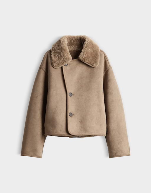 OPUS 10634513596475 Hafira Omkeerbare jas in shearling-look