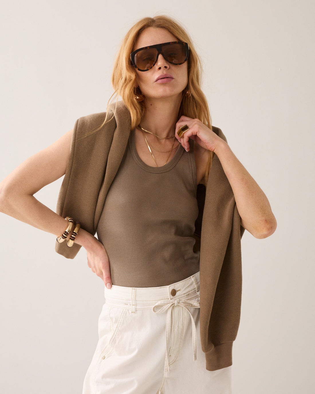 SUMMUM 3s4873-5183 Rib tanktop-Dark clay