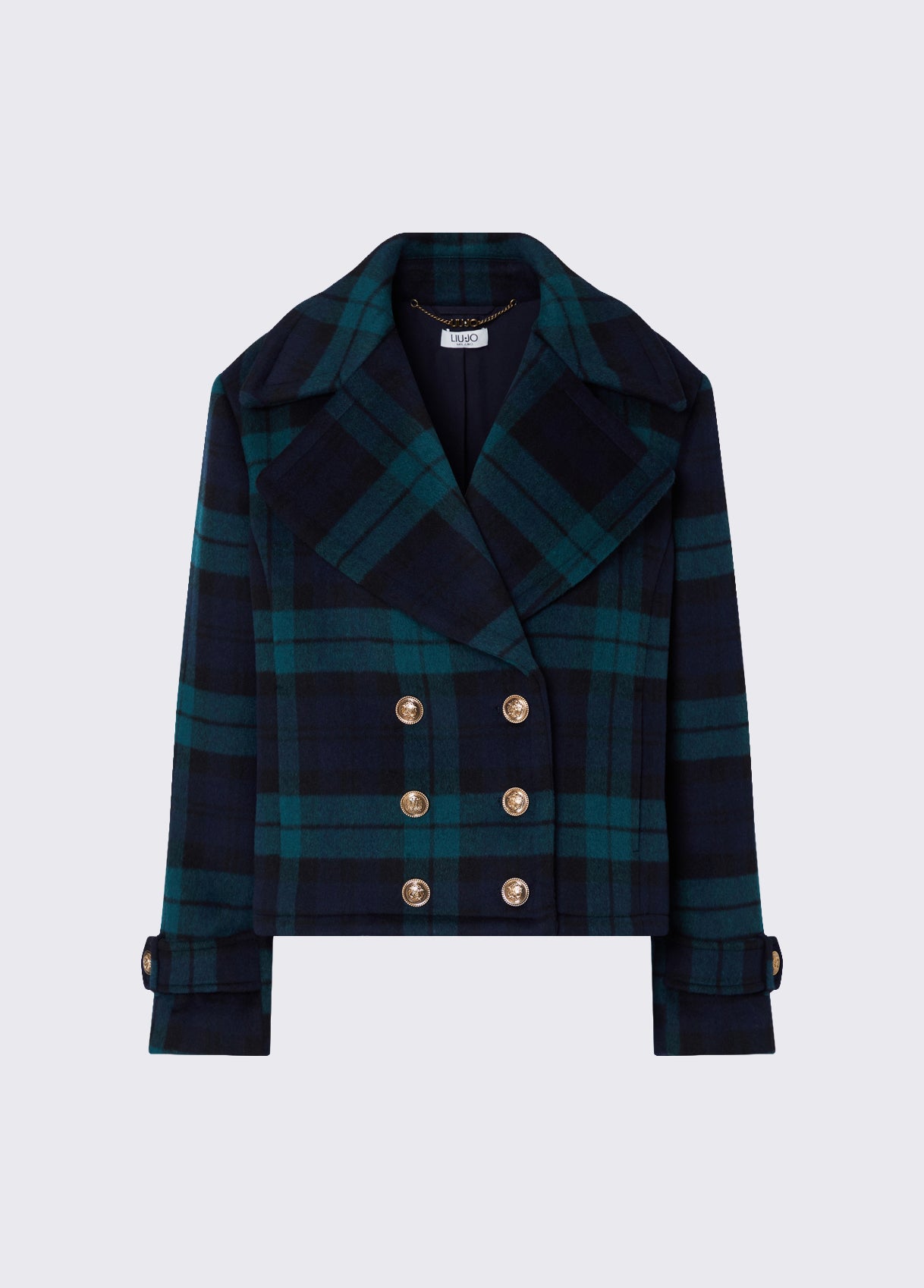 LIU JO WF6352T719A Cappotto Doppio korte jas met tartanprint