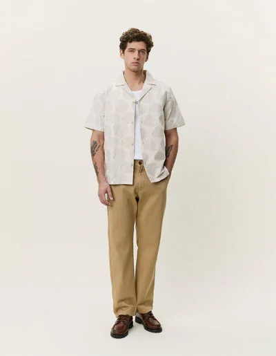 LES DEUX 1001943 Dahlia JacquardSS Shirt-Light Sand