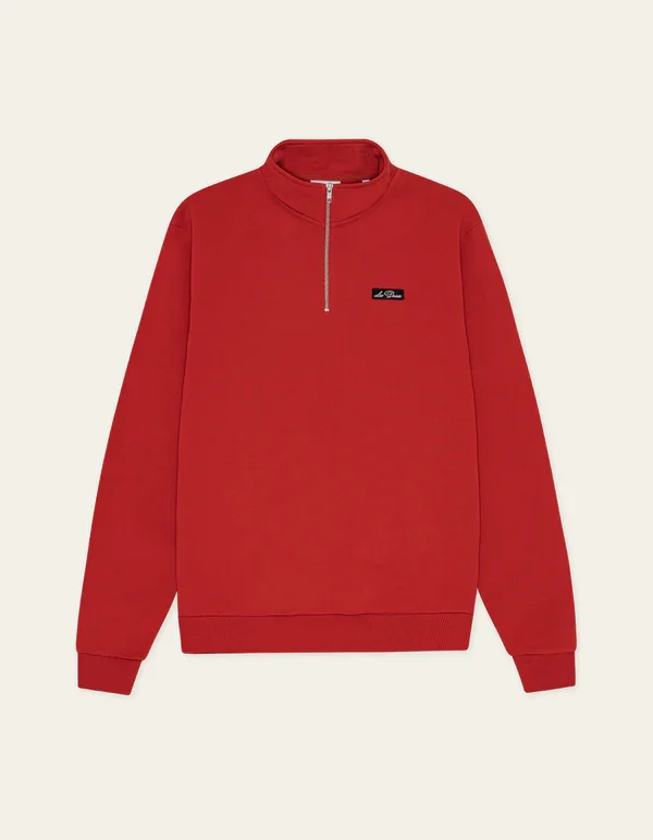 Les Deux Patch Half-Zip Sweatshirt 1000665/632 SCARLET SAGE