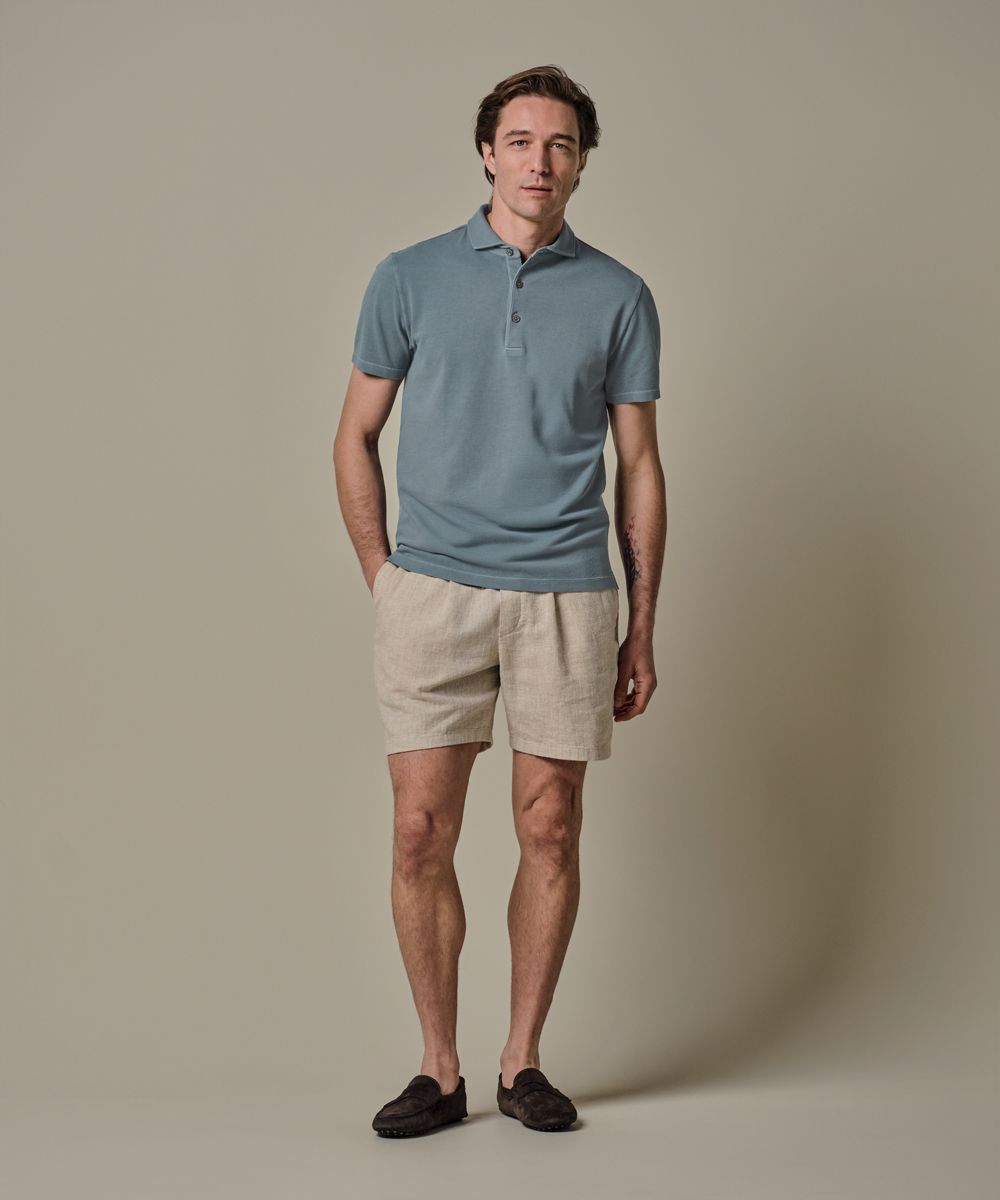 PROFUOMO PPXD10021B Grijsblauwe Garment dye polo