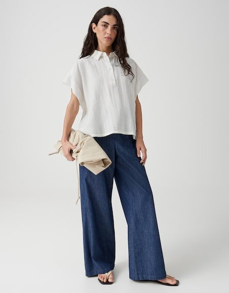 OPUS 10596814334451 Festelle Blouse met korte mouwen