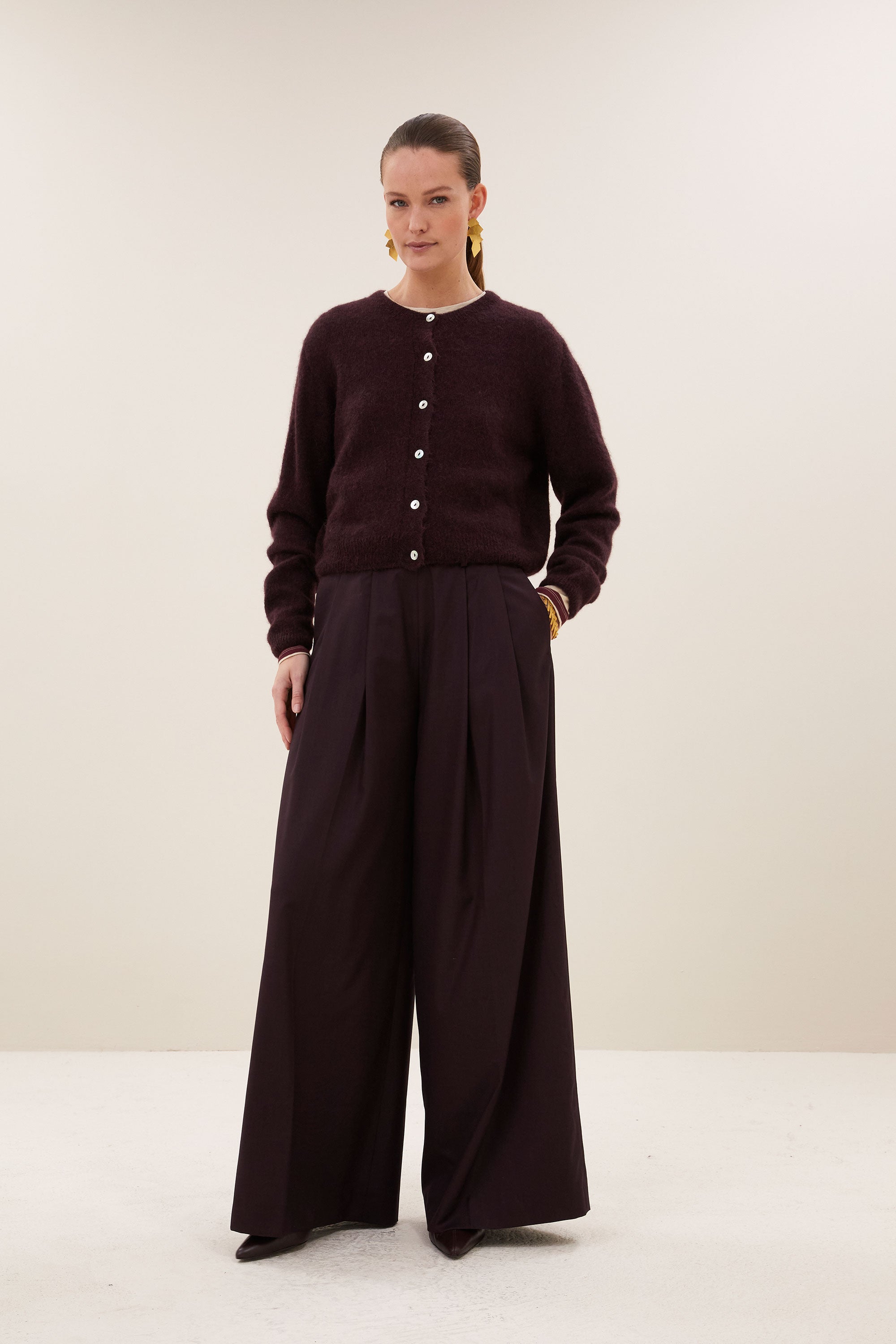 BY-BAR 26414007 cleo cardigan-deep wine