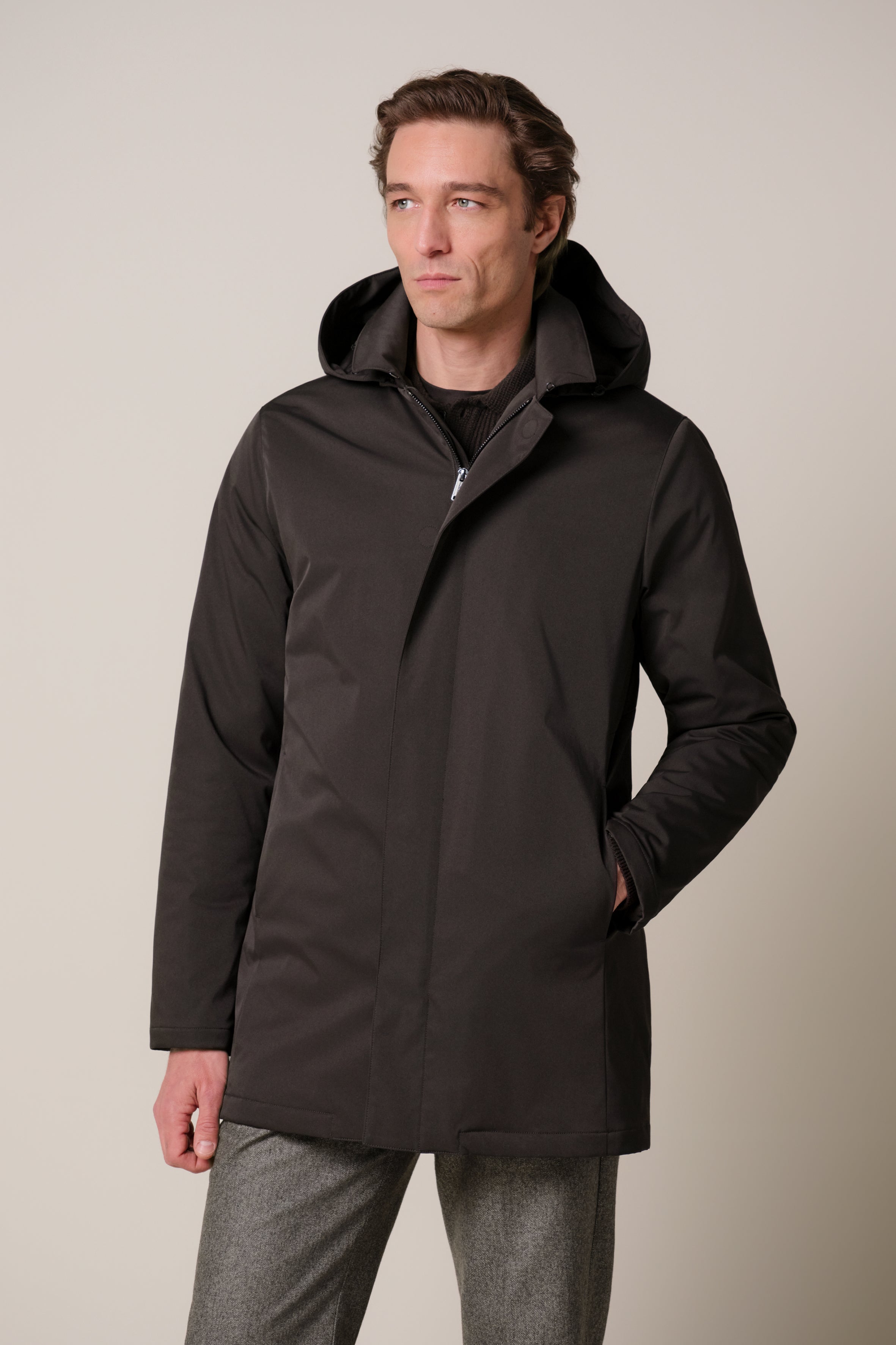 PROFUOMO Donkerbruine regenjas PPXU30002C