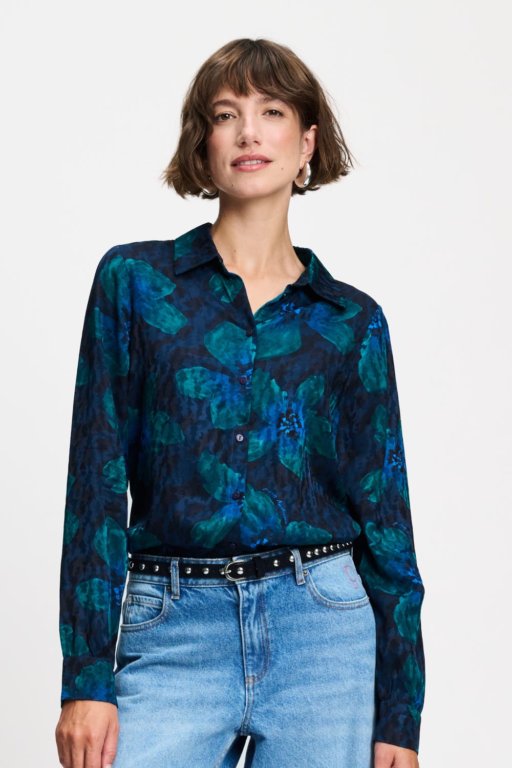 POM SP9794 BLOUSE - MILA BLOOM TEAL GREEN