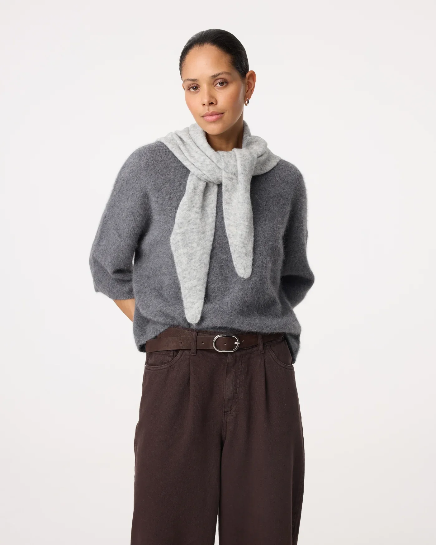 KNIT-TED 262P089 Tricja Scarf -grey melange