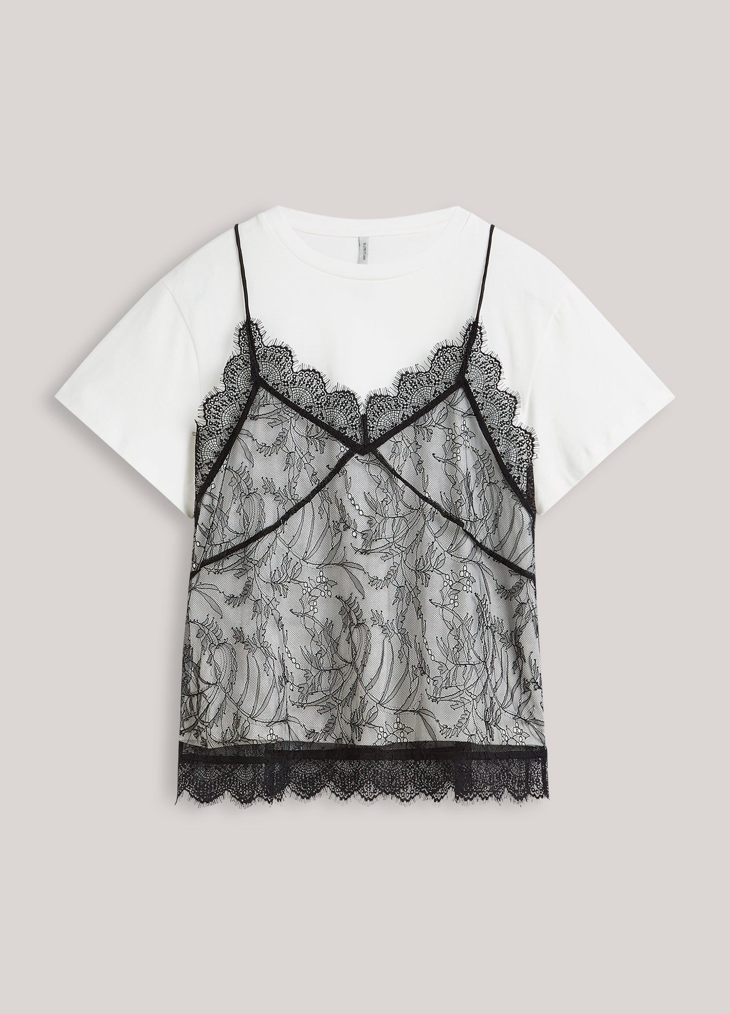 SUMMUM Boxy T-shirt met kant 3s5378-30823
