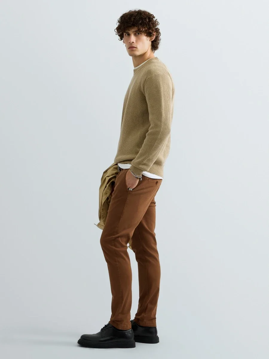 REPLAY UK00AY.000.7246X rib knit cotton pullover-sand