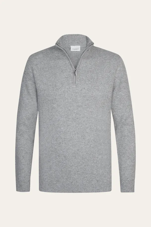 PROFUOMO PPXJ30047C Grijze two-tone pullover half zip