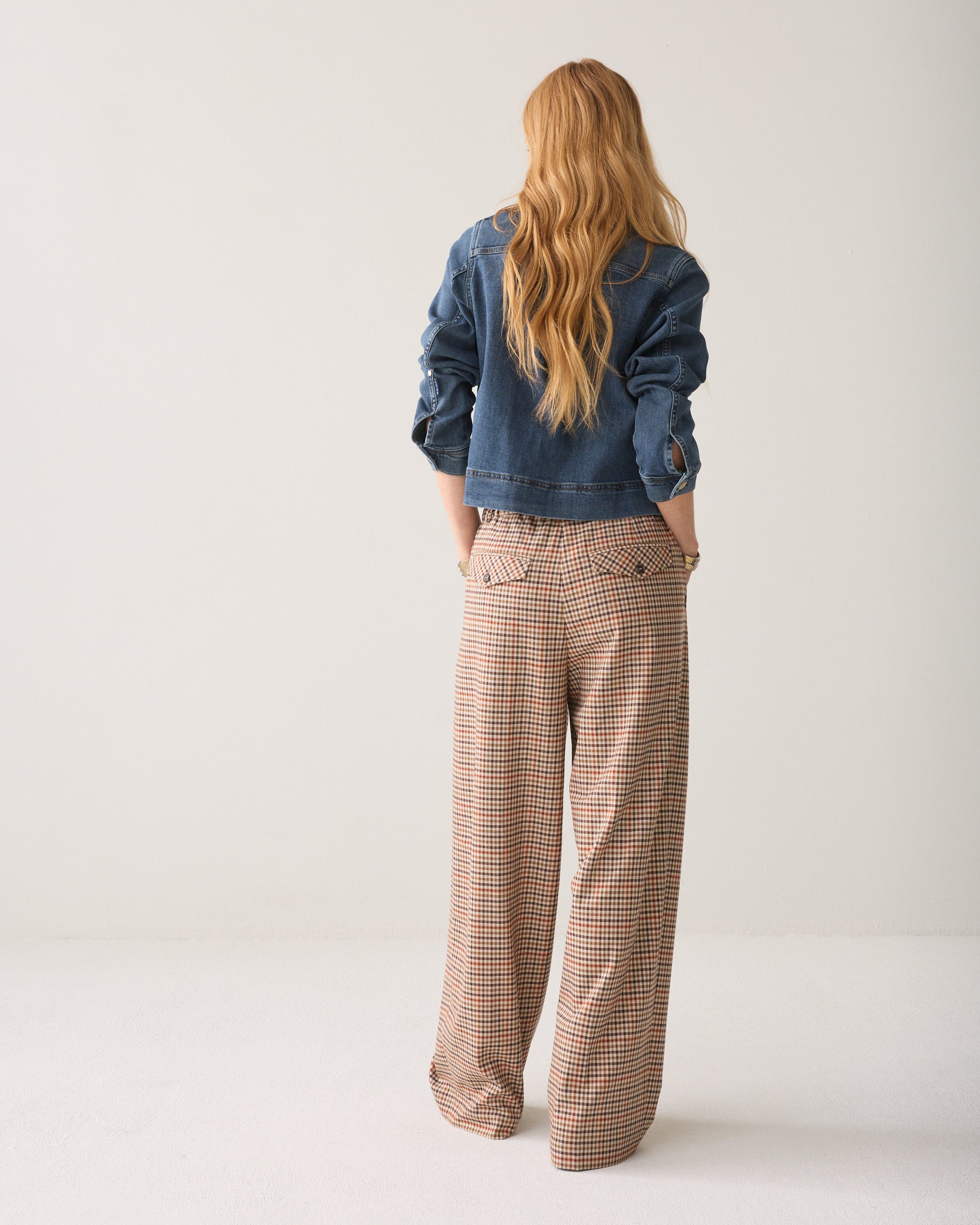 SUMMUM Wijde broek met ruitprint 4s3042-12496