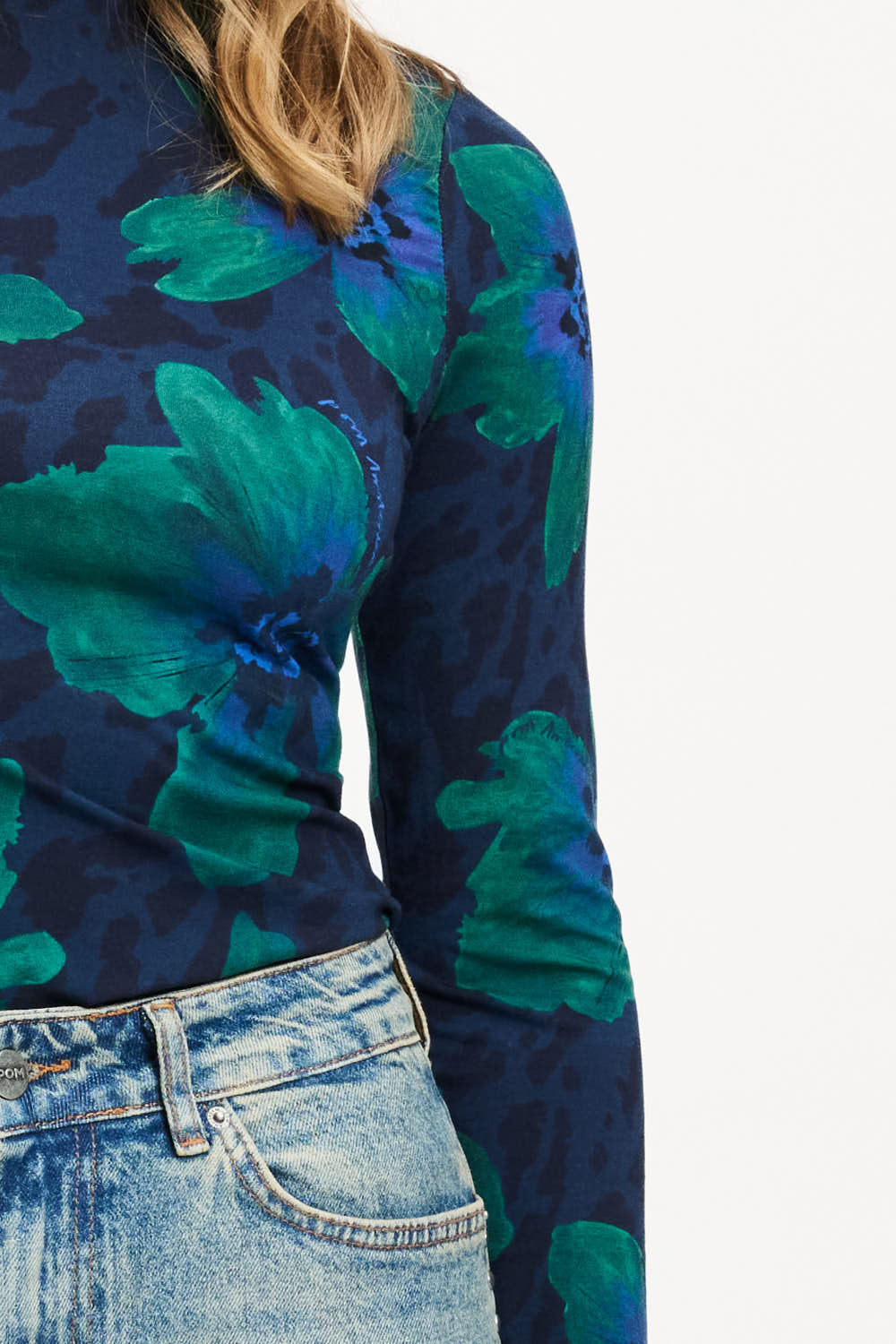 POM SP9831 TURTLENECK - ROMI JERSEY BLOOM TEAL GREEN