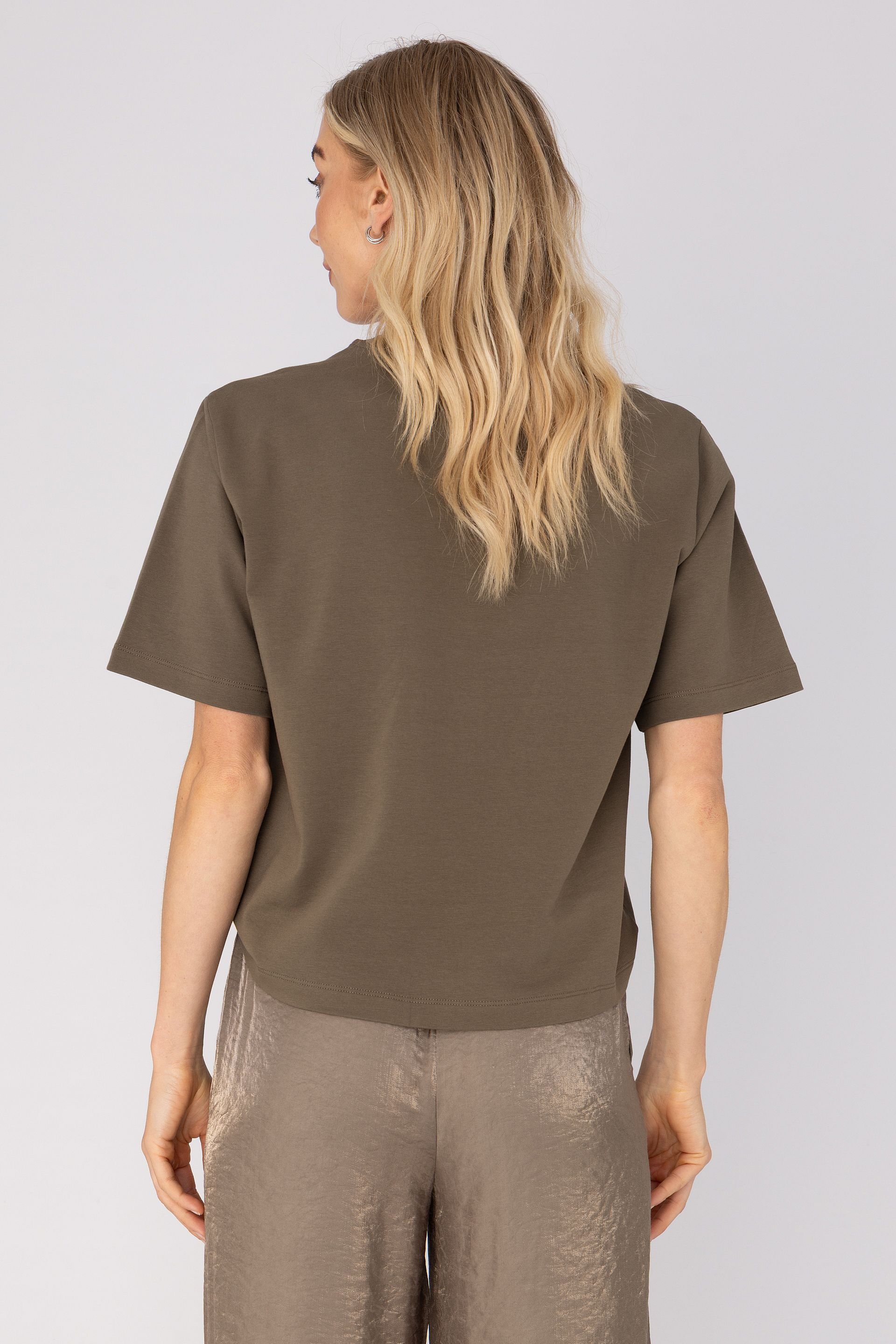 ANNA 43a04-03919 T-shirt met broche-Dark Kaki Solid