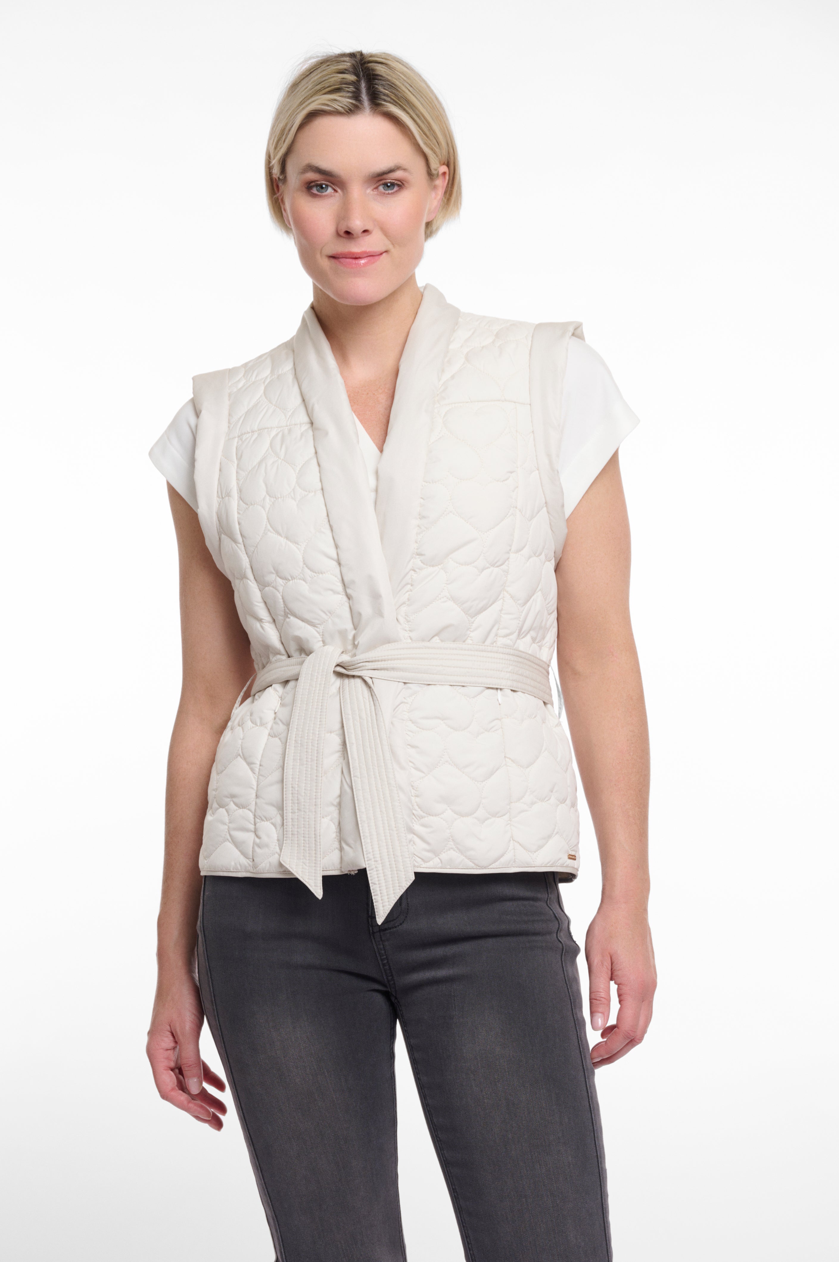RINO & PELLE Doria.7002521 Quilted bodywarmer with belt-Birch