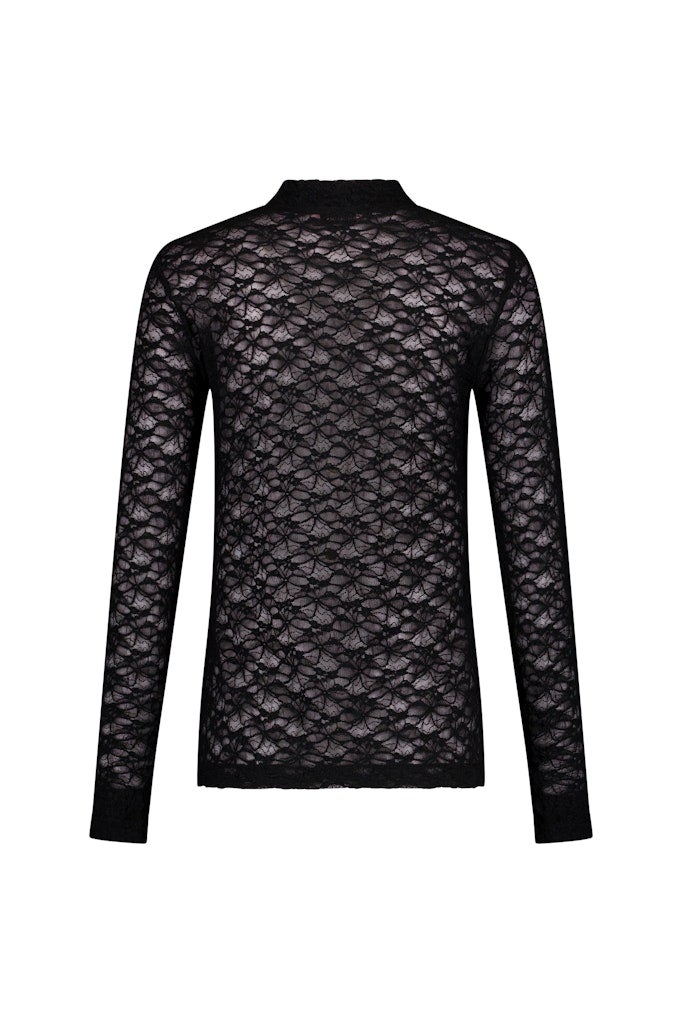 Studio Anneloes 14331 Reagan lace col top - black
