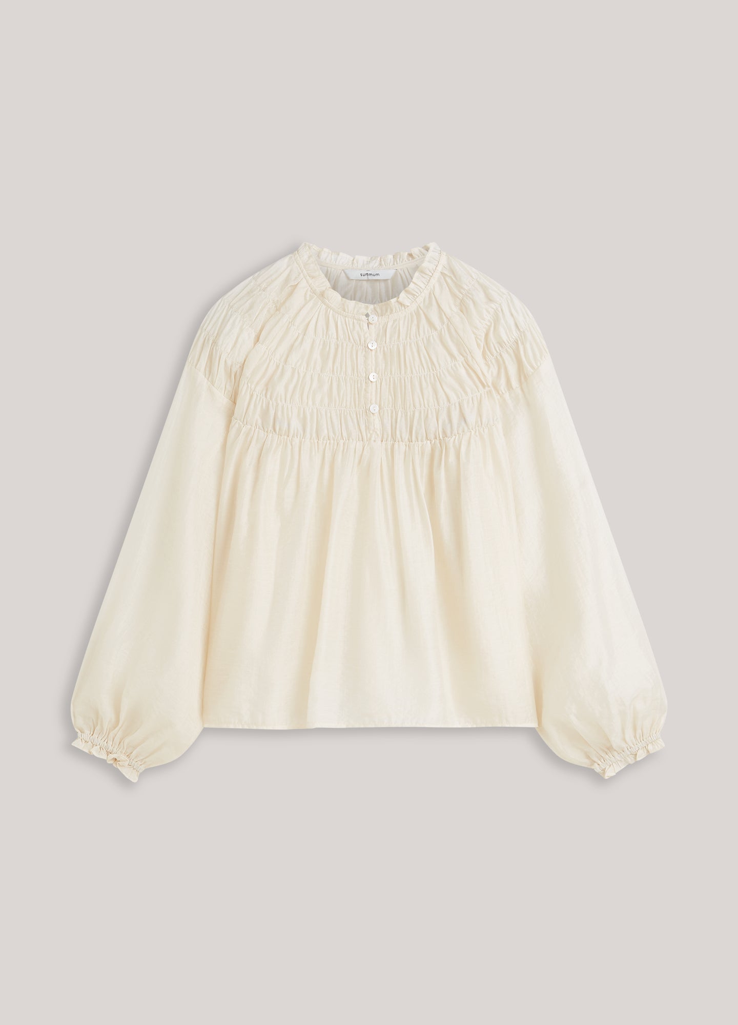 SUMMUM Gesmokte top met ruffles 2s3571-12575