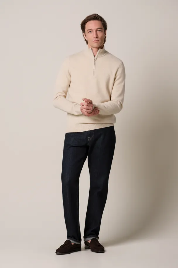 PROFUOMO PPXJ30047F Zand two-tone pullover half zip