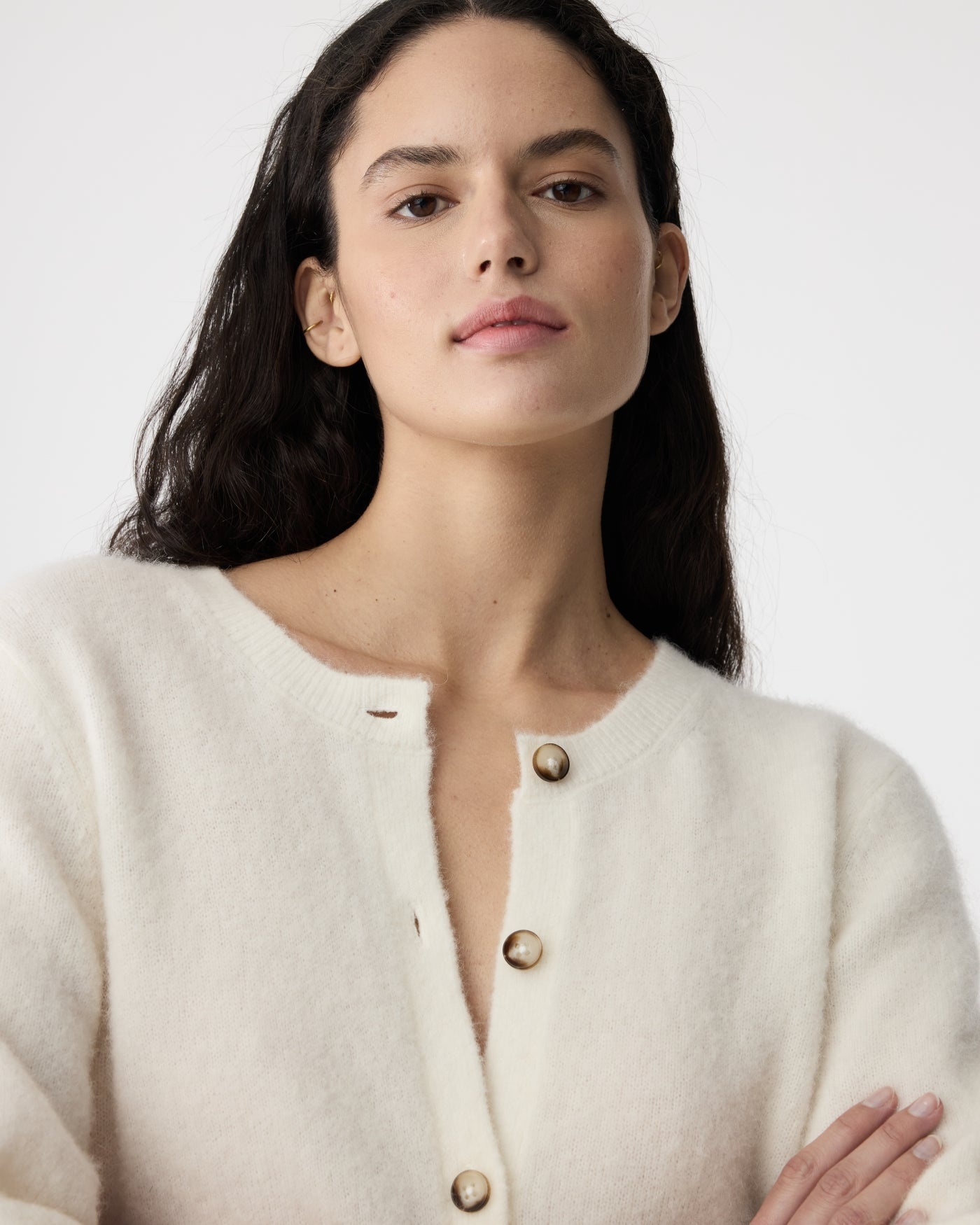 KNIT-TED 261P039 Meg Cardigan-Off White