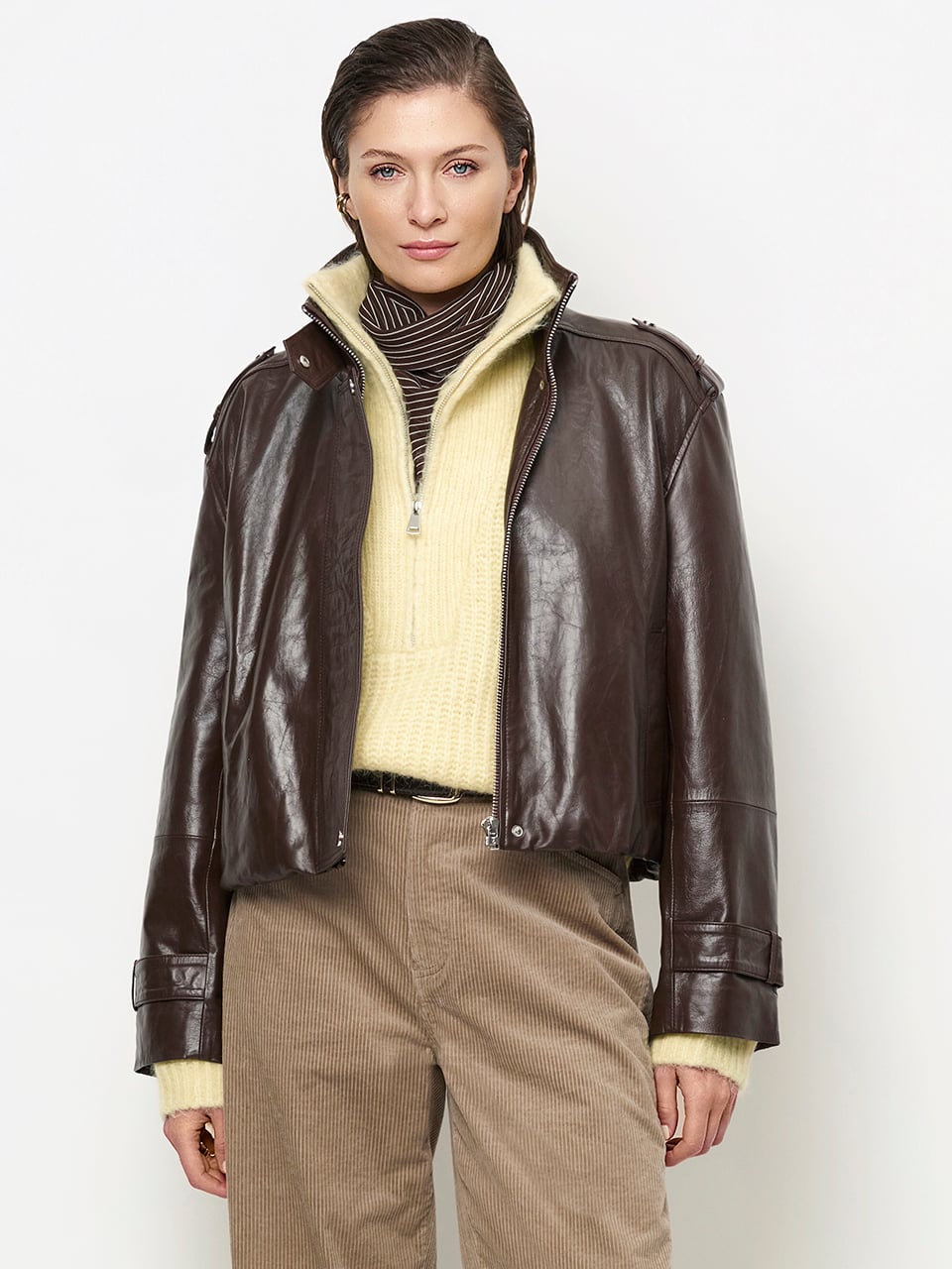DANTE 6 263115 Kleo Crop Leather Jack brown