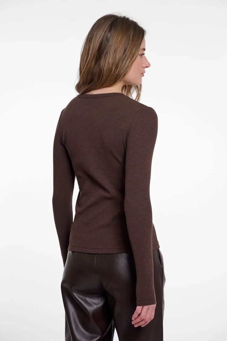 RINO & PELLE Idil.7002613 Crewneck long sleeve top-dark brown