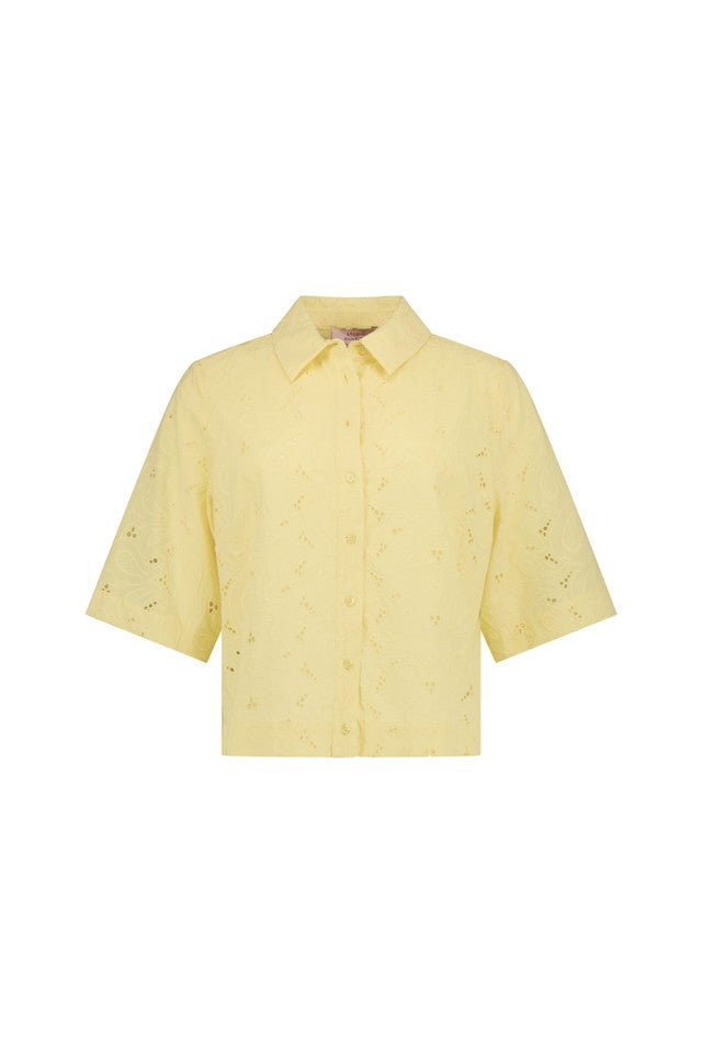 STUDIO ANNELOES 13870 Nyra broderie blouse-butter yellow