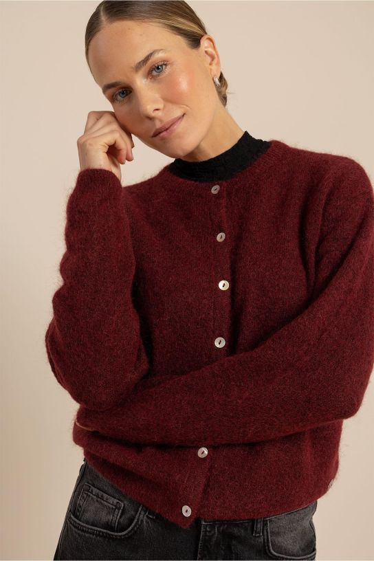 STUDIO ANNELOES 14408 Bibi cardigan-red wine