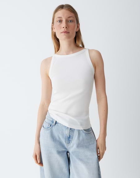 OPUS 10553510409106 Izli Strappy top van fijn geribd tricot