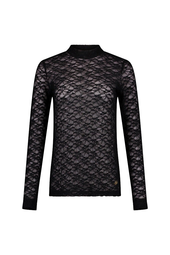 Studio Anneloes 14331 Reagan lace col top - black