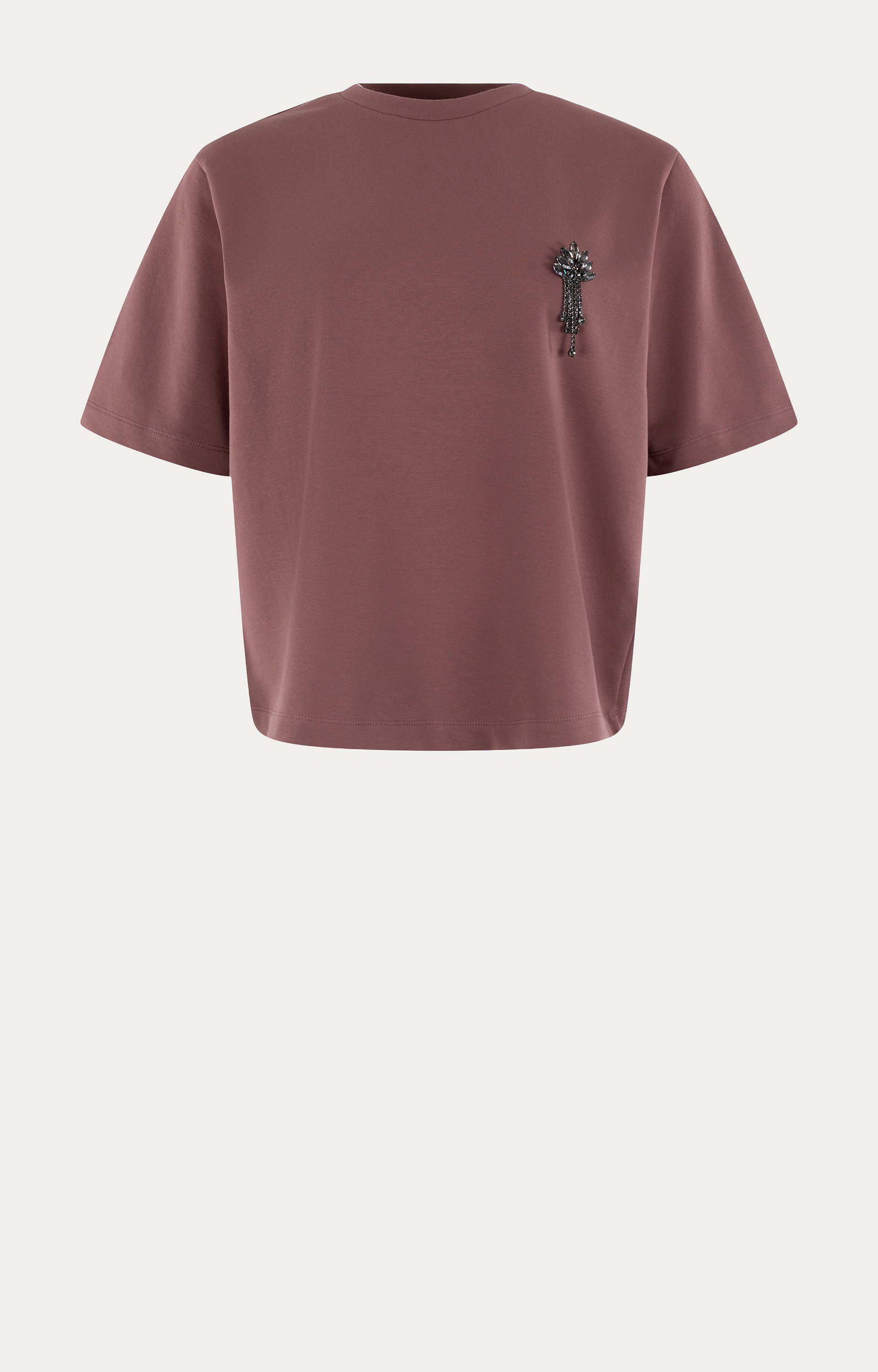 ANNA 43a04-03919 T-shirt met broche-Dark Blush Solid